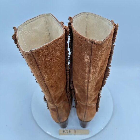 Frye Women Size 6M Rust Brown Bella Flower Suede Pull On Heel Pump Boot - Picture 11 of 13